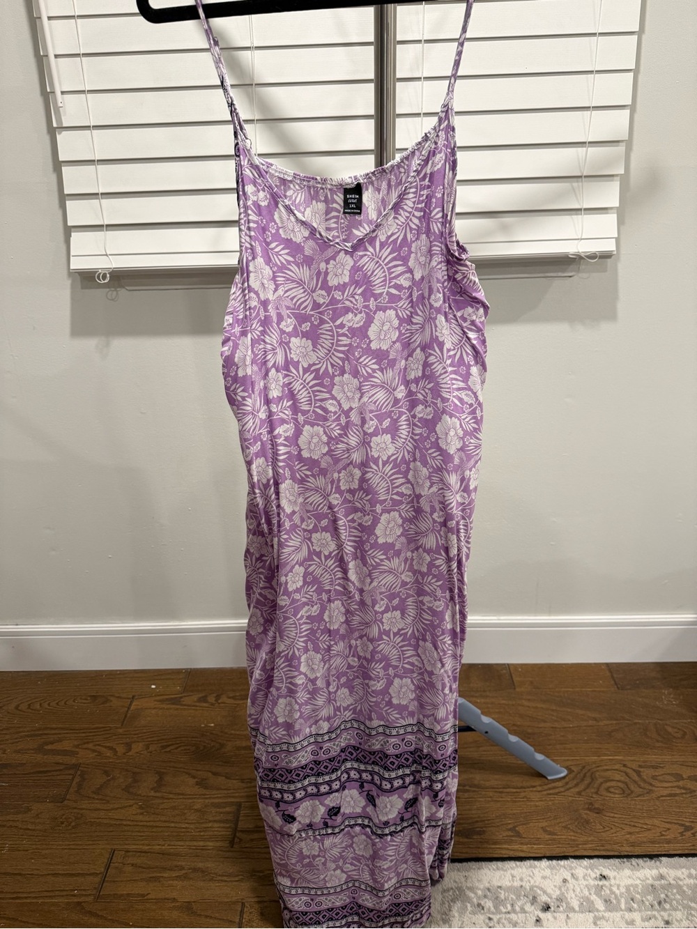 SHEIN Lavender Floral Slip Dress with Border Print